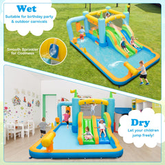 NNECW Inflatable Bounce House with Dual Slides for Kids Aged 3-10 Years (with Blower)