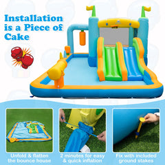 NNECW Inflatable Bounce House with Dual Slides for Kids Aged 3-10 Years (with Blower)