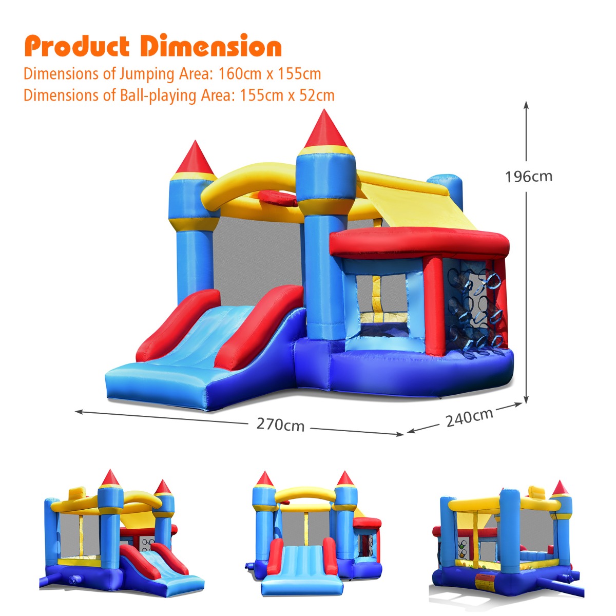 NNECW Multifunctional Inflatable Bounce House with Slide for Backyard with Blower