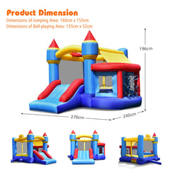 NNECW 5-in-1 Inflatable Kids Jumping Castle Bouncer with Slide No Blower-3